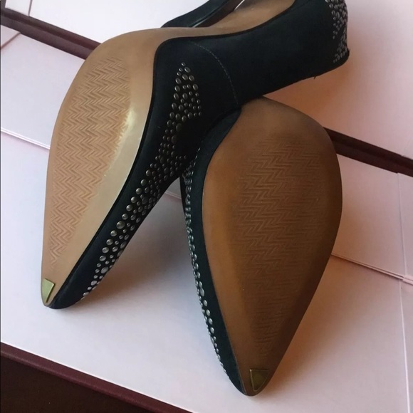 High Hill Black Suede Studded Shows Stilettos - Picture 6 of 8